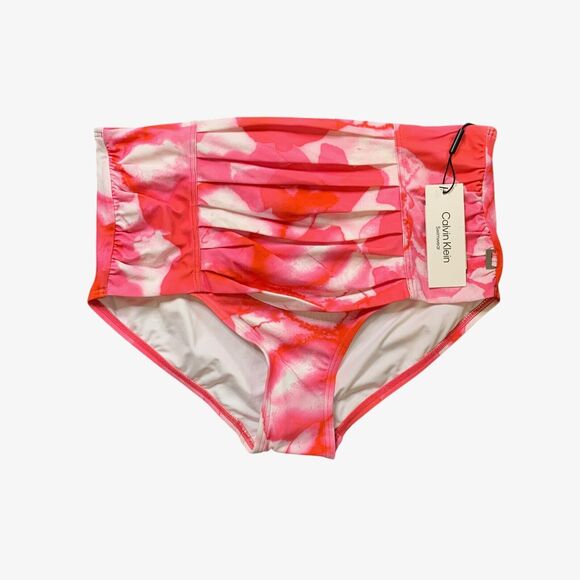 Calvin Klein Bikini Bottom Womens XS Extra Large Swimwear Pleated High Waist - Picture 1 of 10